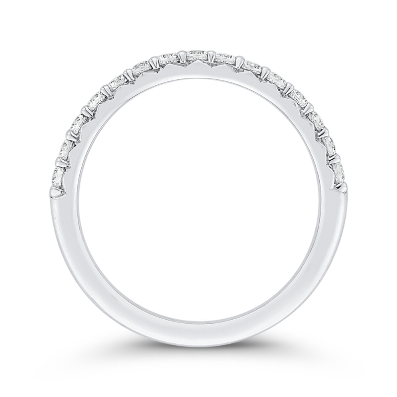 Round Diamond Half-Eternity Wedding Band in 14K White Gold