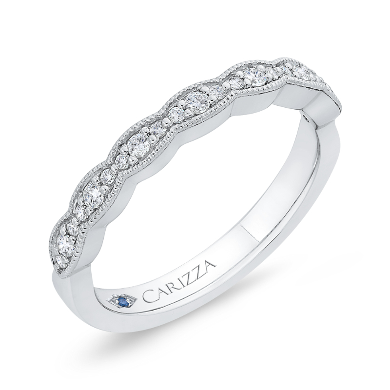 Round Diamond Half-Eternity Wedding Band in 14K White Gold