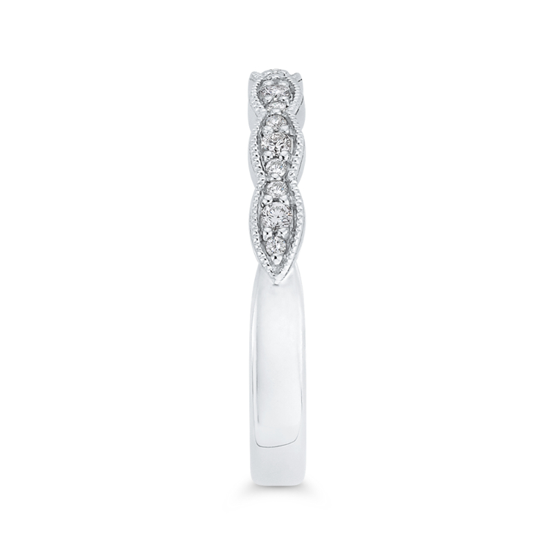 Round Diamond Half-Eternity Wedding Band in 14K White Gold