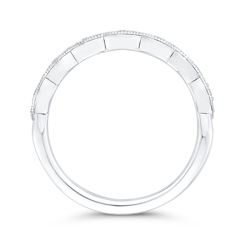 Round Diamond Half-Eternity Wedding Band in 14K White Gold