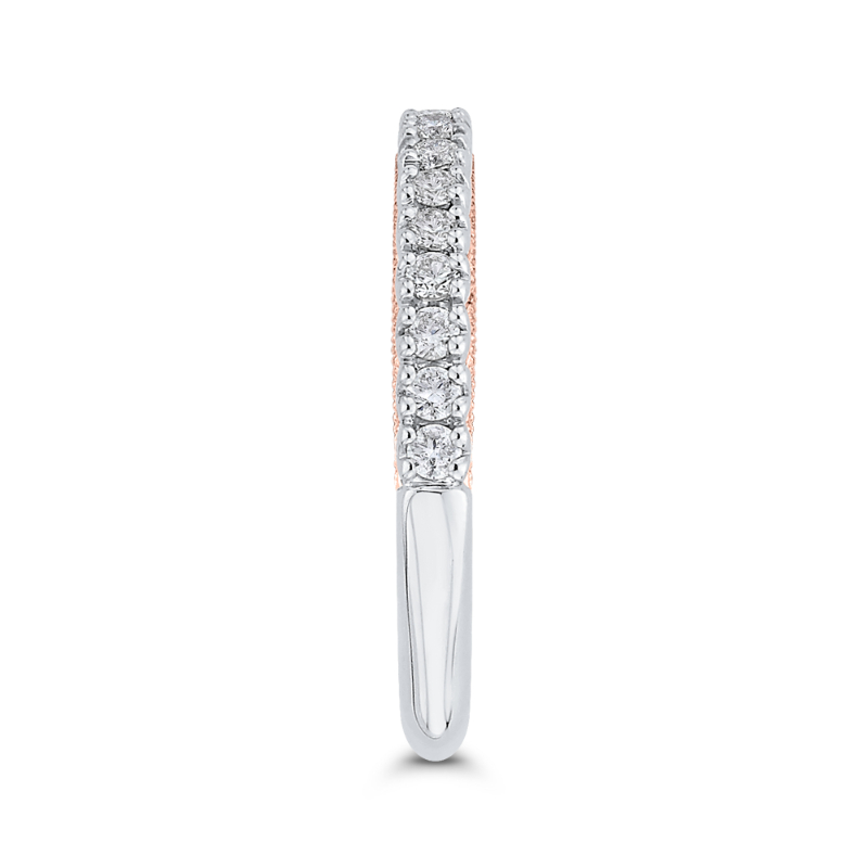 Euro Shank Round Diamond Half-Eternity Wedding Band in 14K Two Tone Gold
