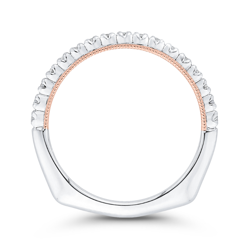 Euro Shank Round Diamond Half-Eternity Wedding Band in 14K Two Tone Gold