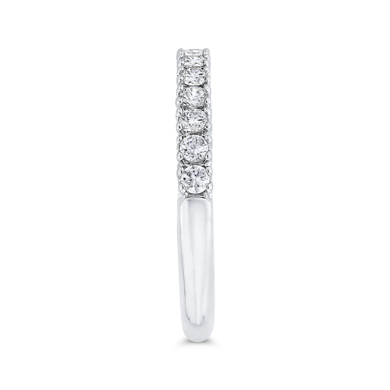 Euro Shank Round Diamond Half-Eternity Wedding Band In in 14K White Gold