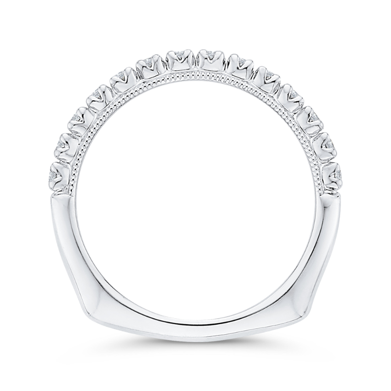 Euro Shank Round Diamond Half-Eternity Wedding Band In in 14K White Gold