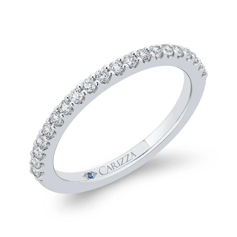 Round Half-Eternity Diamond Wedding Band in 14K White Gold