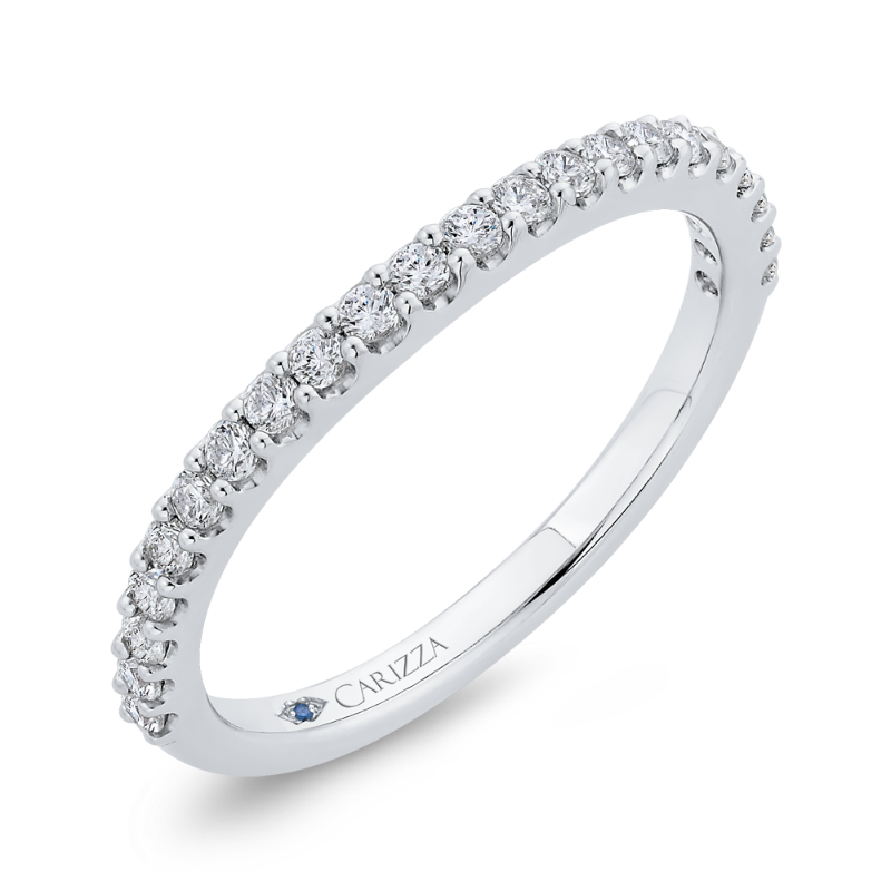 Round Half-Eternity Diamond Wedding Band in 14K White Gold