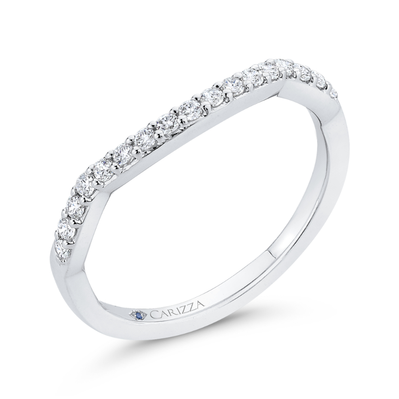 Round Diamond Half-Eternity Wedding Band in 14K White Gold