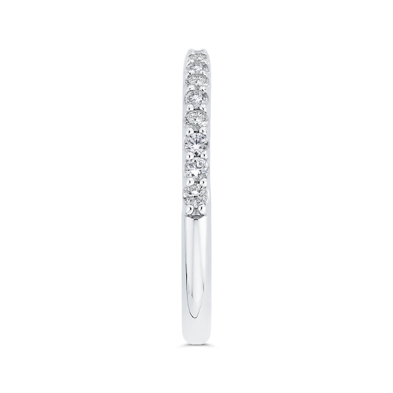 Round Diamond Half-Eternity Wedding Band in 14K Two Tone Gold