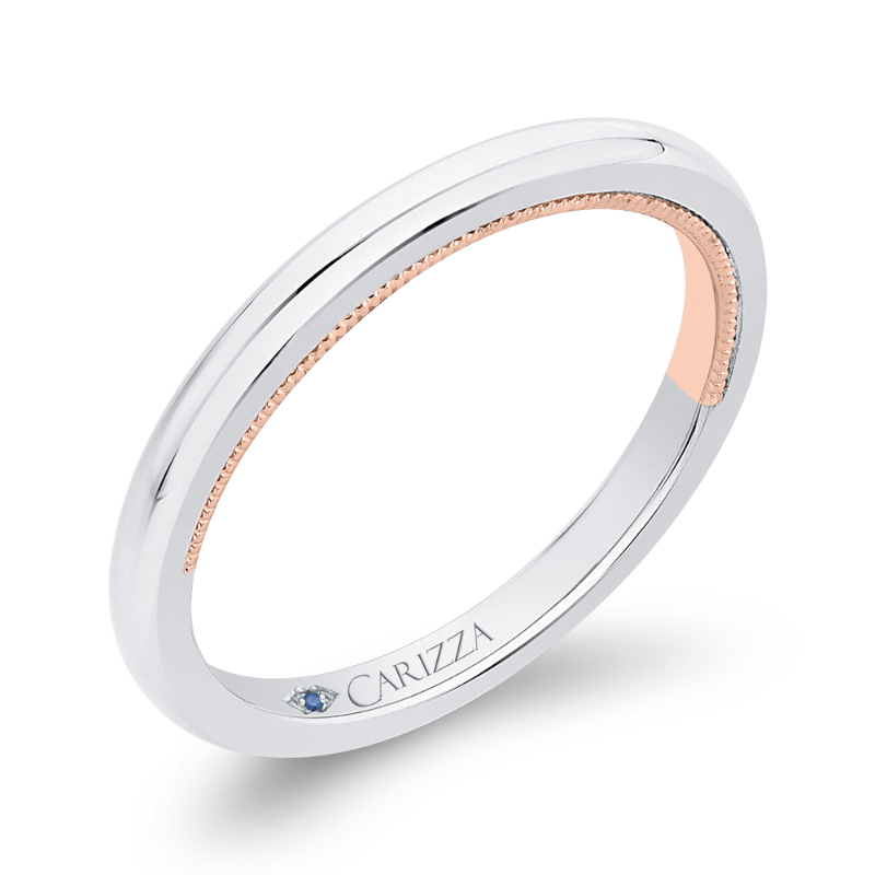 Plain Wedding Band in 14K Two Tone Gold