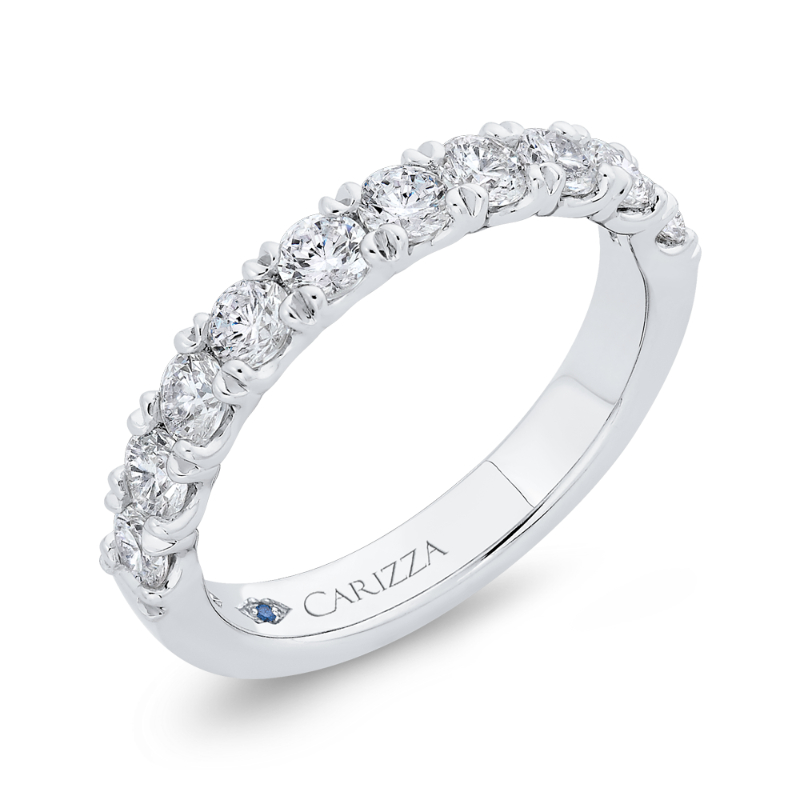 Round Diamond Half-Eternity Wedding Band in 14K White Gold