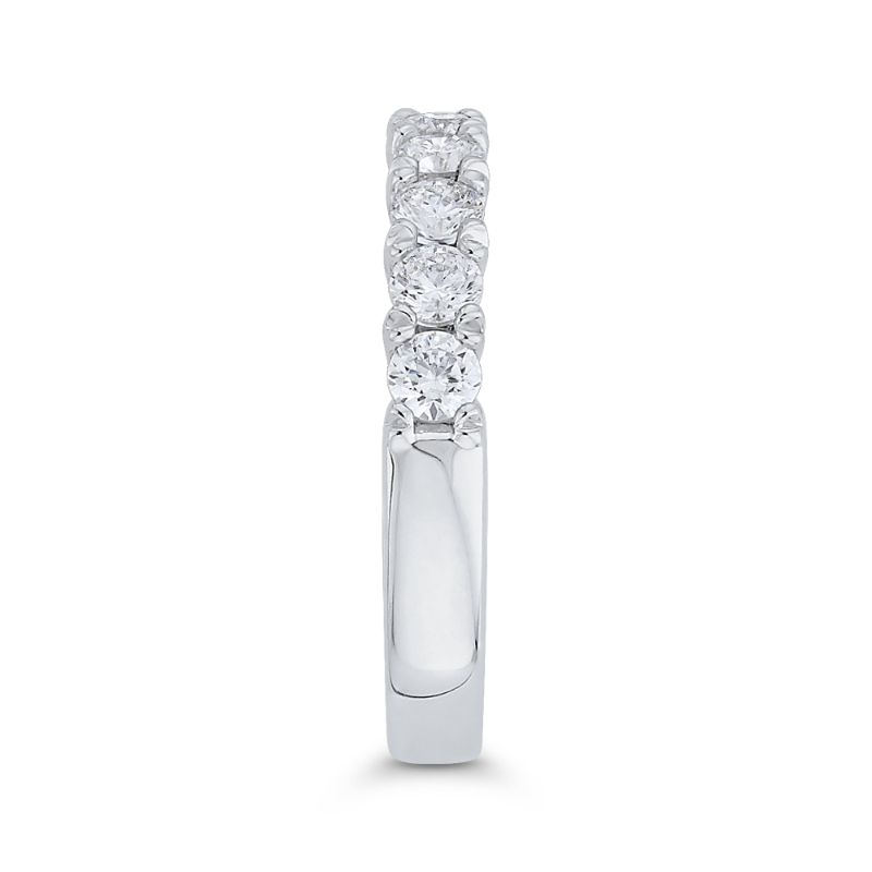 Round Diamond Half-Eternity Wedding Band in 14K White Gold