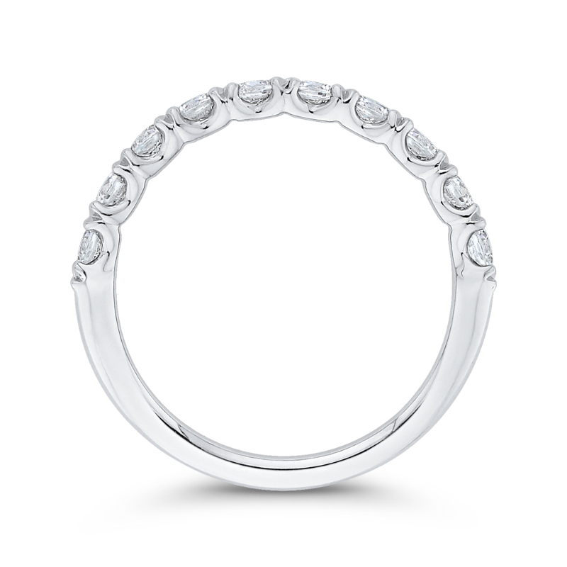 Round Diamond Half-Eternity Wedding Band in 14K White Gold