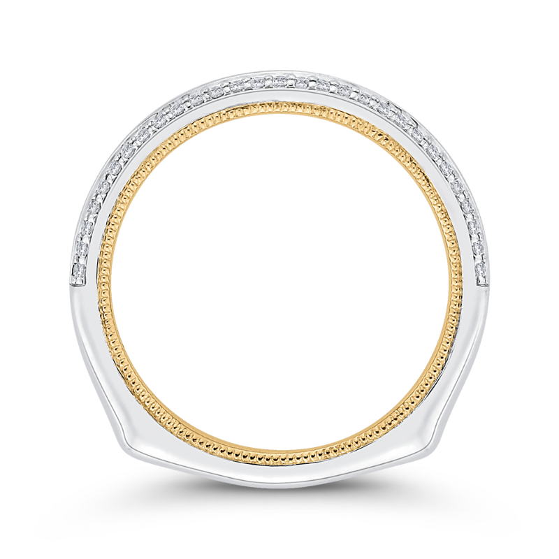 Euro Shank Round Diamond Half-Eternity Wedding Band In in 14K Two Tone Gold