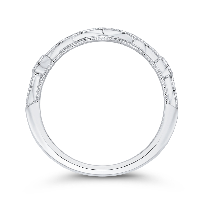 Pear Cut Round Diamond Half-Eternity Wedding Band in 14K White Gold