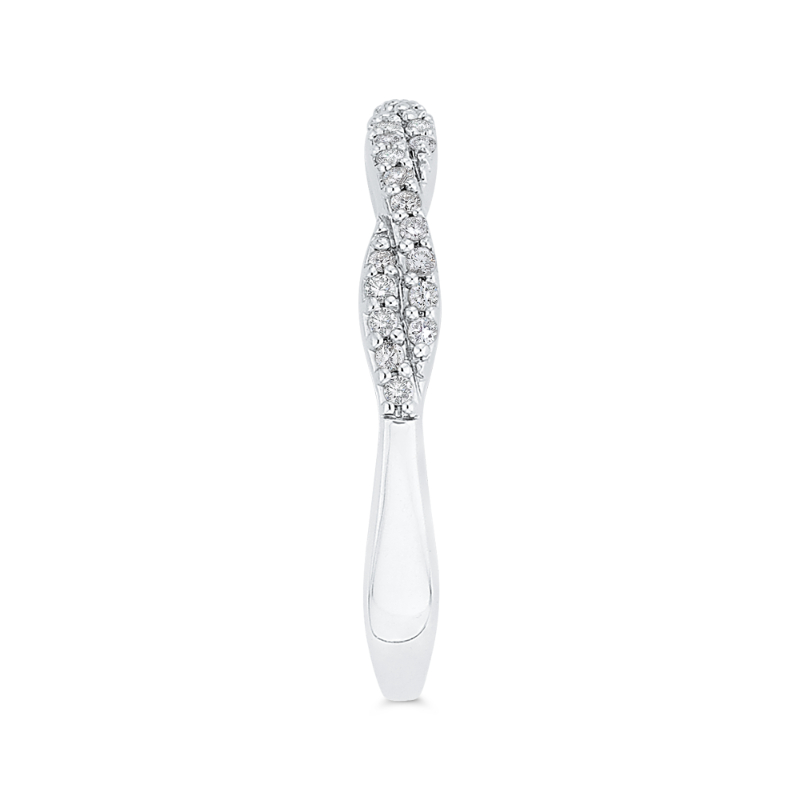 Diamond Crossover Shank Half-Eternity Wedding Band in 14K White Gold
