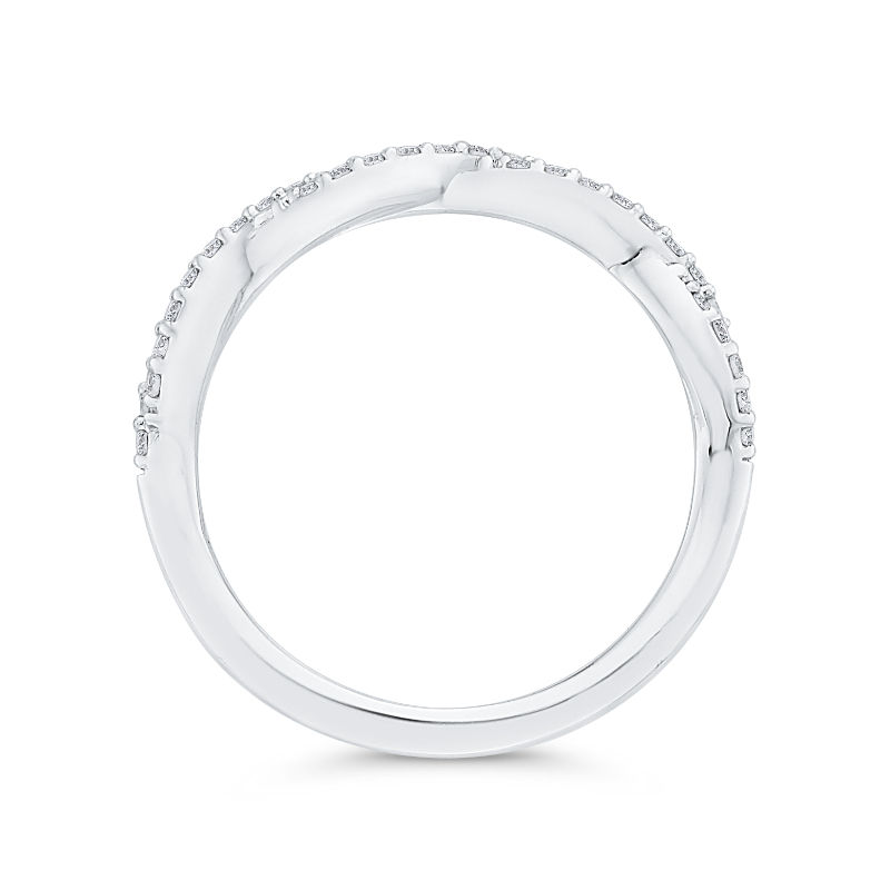 Diamond Crossover Shank Half-Eternity Wedding Band in 14K White Gold