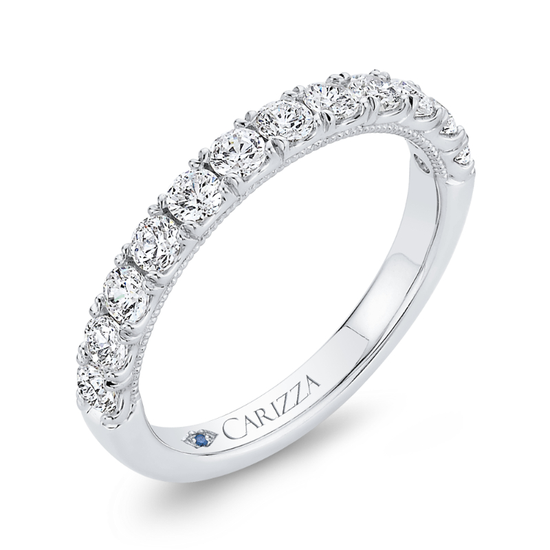 Half-Eternity Round Diamond Wedding Band in 14K White Gold