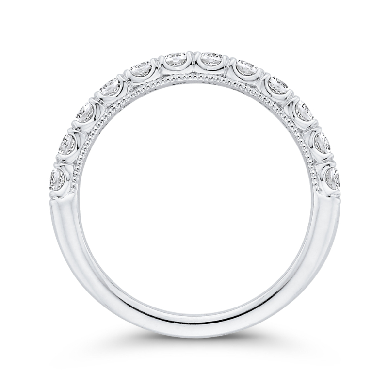 Half-Eternity Round Diamond Wedding Band in 14K White Gold