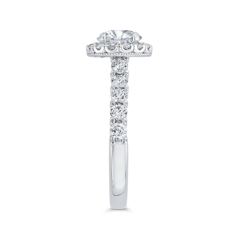 Round Halo Diamond Engagement Ring in 14K White Gold (Semi-Mount)