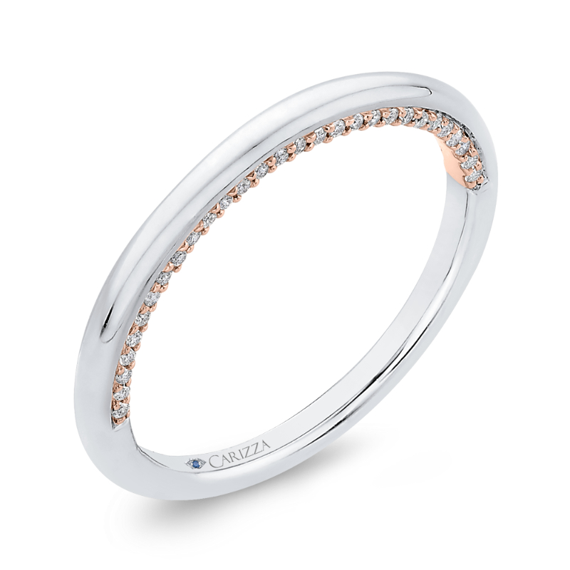 Half-Eternity Round Diamond Wedding Band in 14K Two Tone Gold