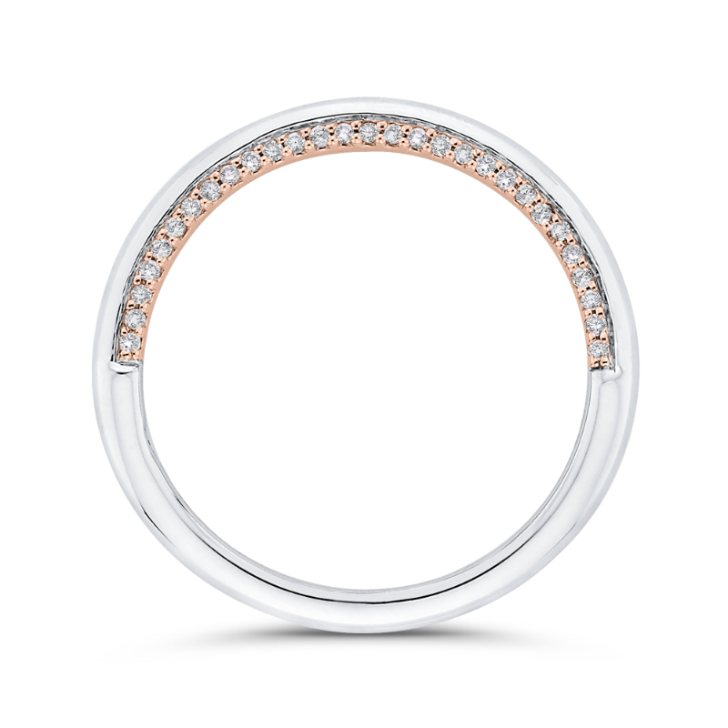 Half-Eternity Round Diamond Wedding Band in 14K Two Tone Gold