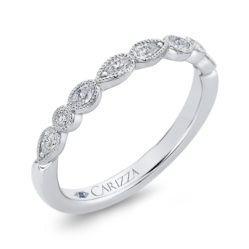 Pear Cut Diamond Wedding Band in 14K White Gold