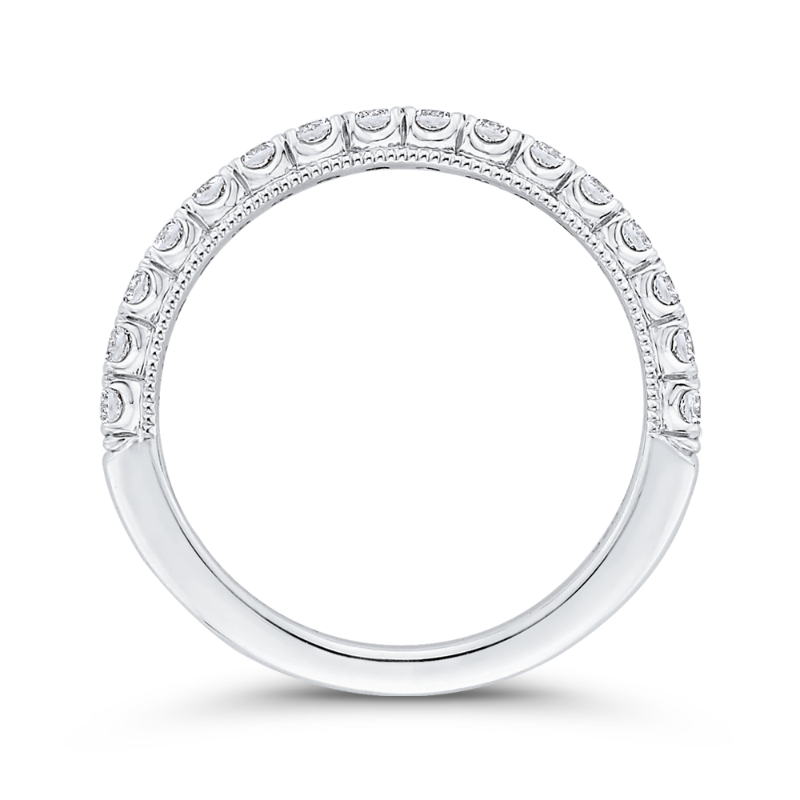 Round Diamond Half-Eternity Wedding Band in 14K White Gold