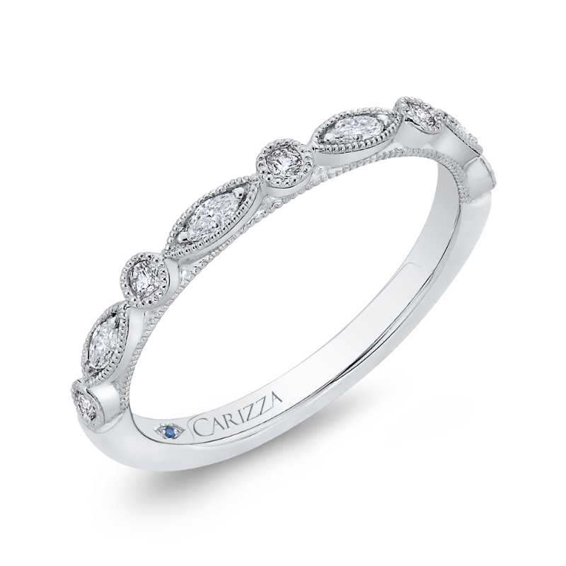 Round Diamond Half-Eternity Wedding Band in 14K White Gold