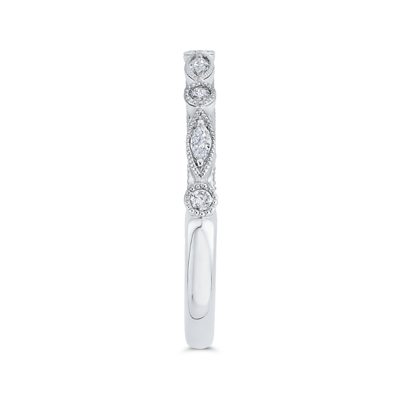 Round Diamond Half-Eternity Wedding Band in 14K White Gold