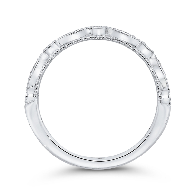 Round Diamond Half-Eternity Wedding Band in 14K White Gold
