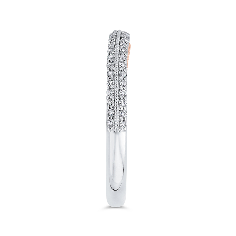 Round Diamond Half-Eternity Wedding Band in 14K Two Tone Gold