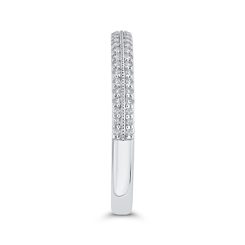 Round Diamond Half-Eternity Wedding Band in 14K Two Tone Gold