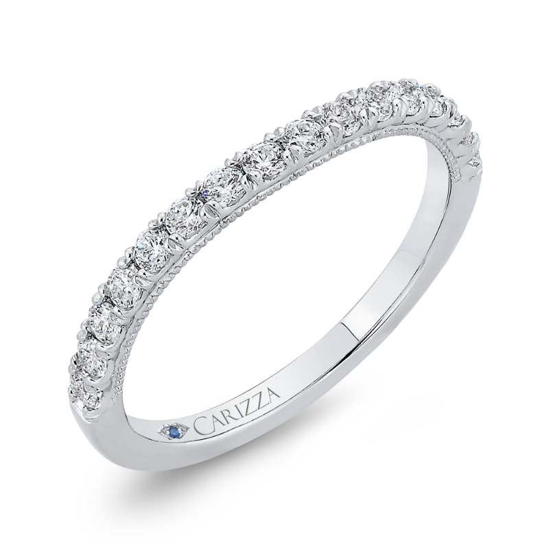 Round Diamond Half-Eternity Wedding Band in 14K White Gold