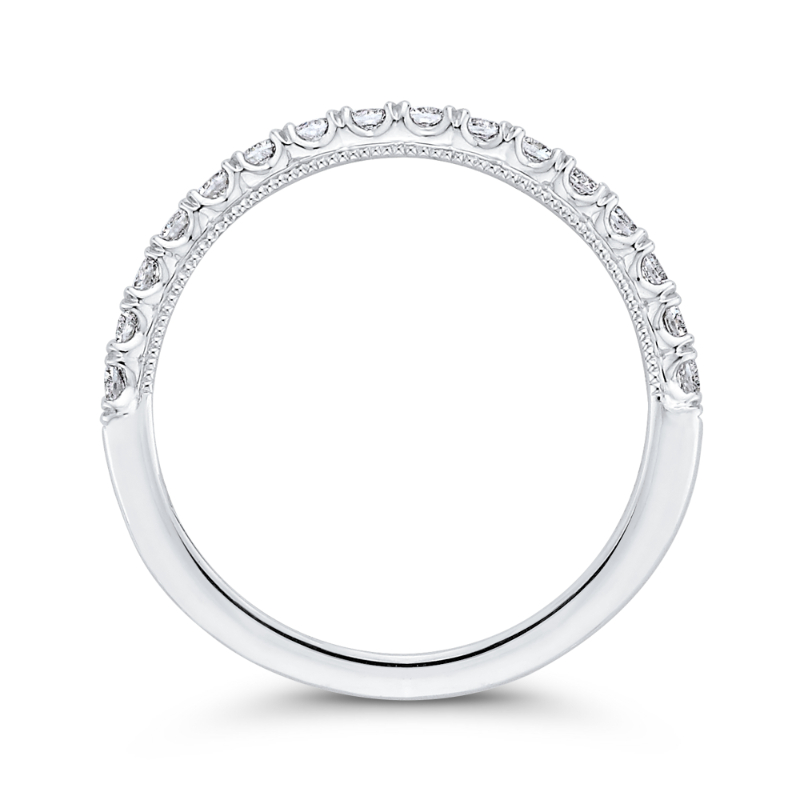 Round Diamond Half-Eternity Wedding Band in 14K White Gold
