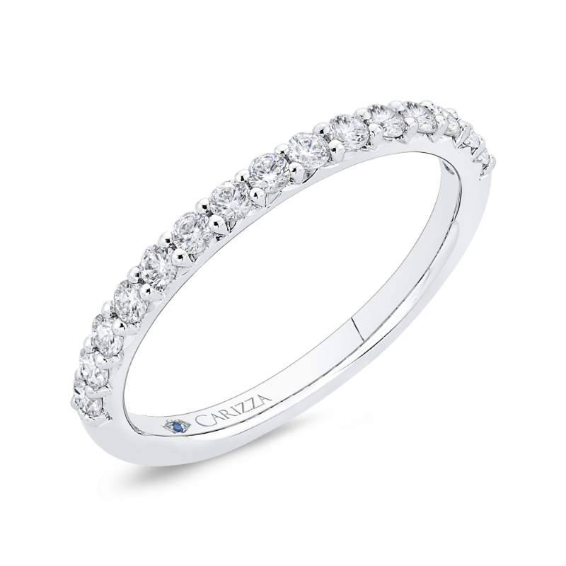 Round Diamond Half-Eternity Wedding Band in 14K White Gold