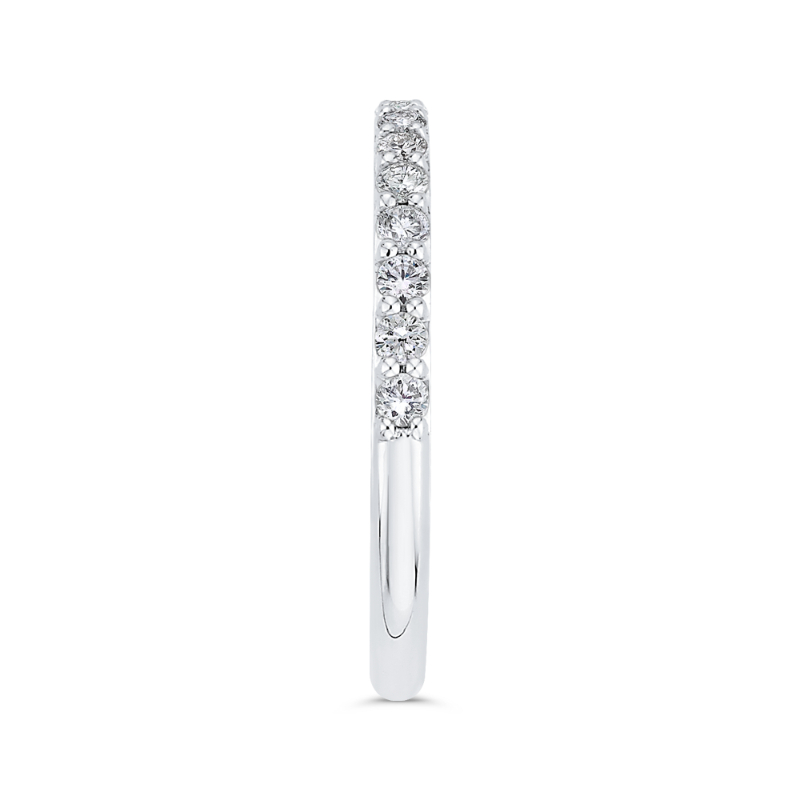 Round Diamond Half-Eternity Wedding Band in 14K White Gold