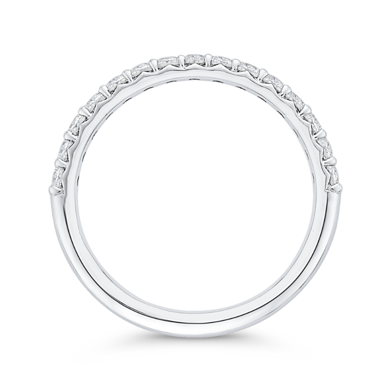 Round Diamond Half-Eternity Wedding Band in 14K White Gold