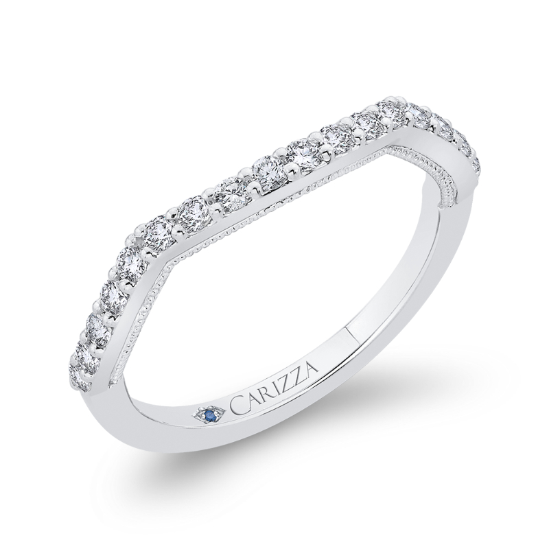 Round Diamond Half-Eternity Wedding Band in 14K White Gold