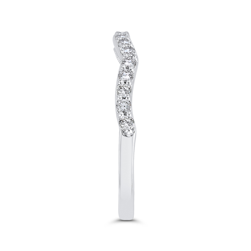Round Diamond Half-Eternity Wedding Band in 14K White Gold