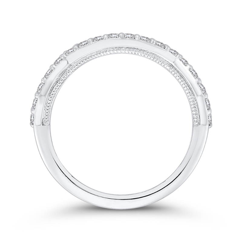 Round Diamond Half-Eternity Wedding Band in 14K White Gold