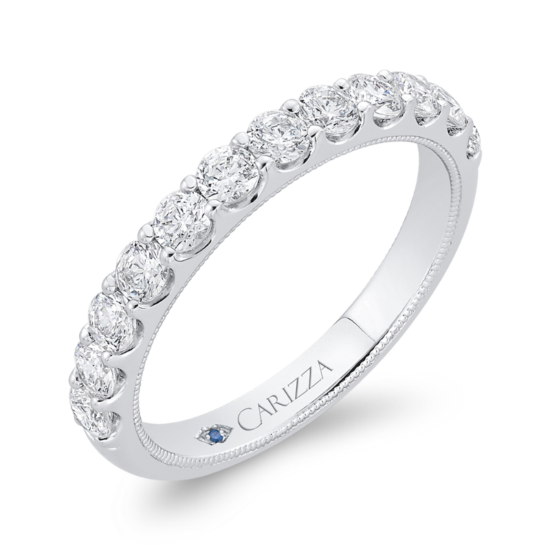 Half-Eternity Round Diamond Wedding Band in 14K White Gold