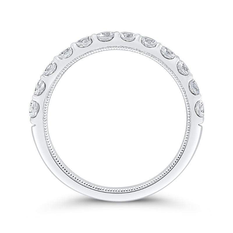 Half-Eternity Round Diamond Wedding Band in 14K White Gold