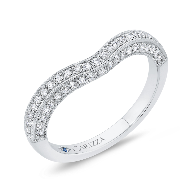 Round Half-Eternity Diamond Wedding Band in 14K White Gold