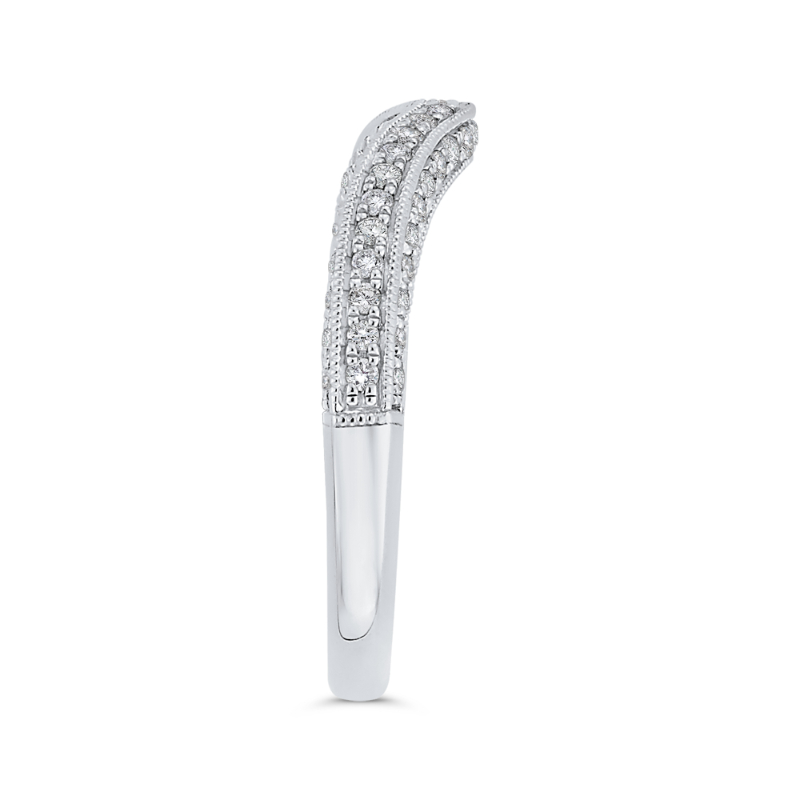 Round Half-Eternity Diamond Wedding Band in 14K White Gold