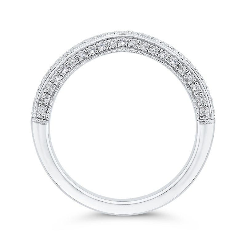 Round Half-Eternity Diamond Wedding Band in 14K White Gold