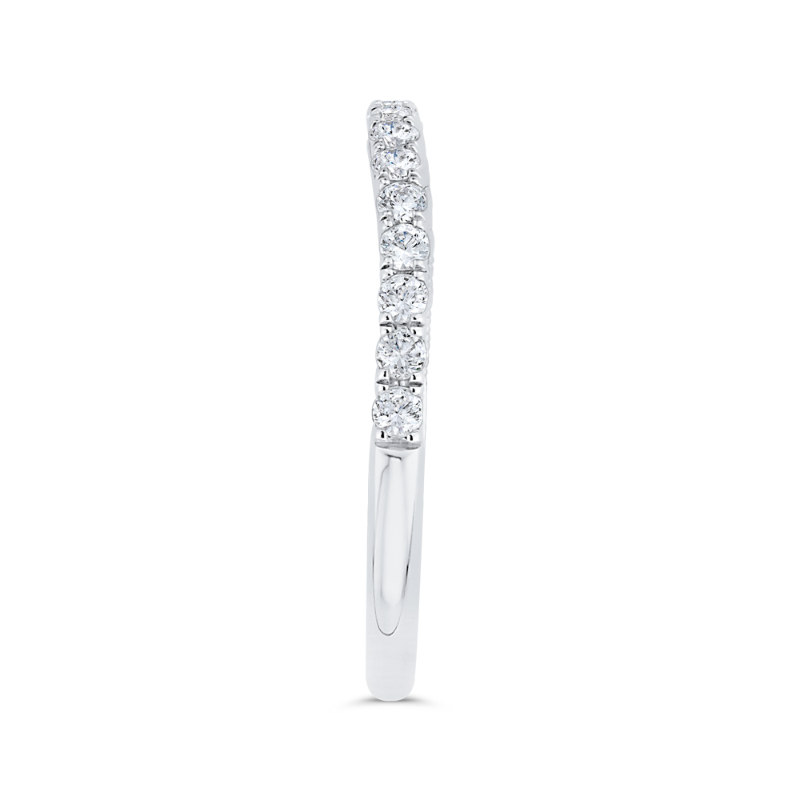 Round Half Run Diamond Wedding Band in 14K White Gold