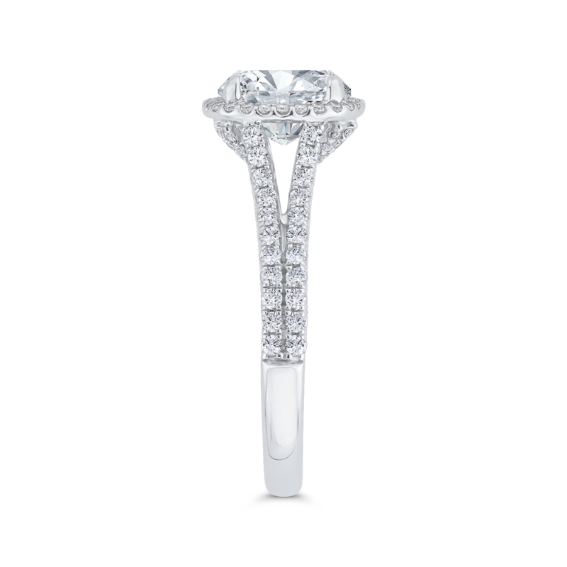 Diamond Halo Engagement Ring in 14K White Gold (Semi-Mount)