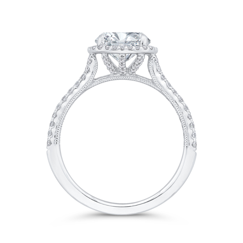 Diamond Halo Engagement Ring in 14K White Gold (Semi-Mount)