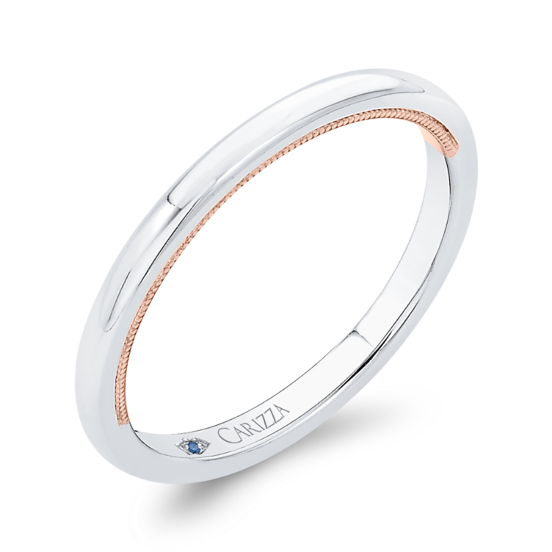 Plain Wedding Band in 14K Two Tone Gold