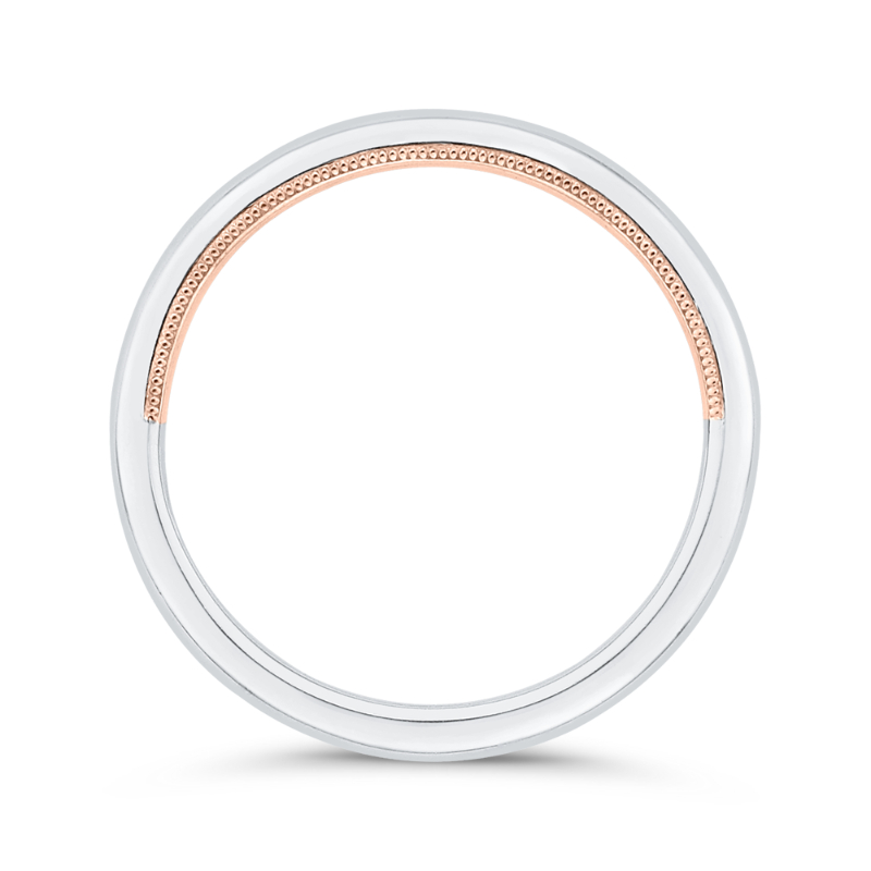 Plain Wedding Band in 14K Two Tone Gold